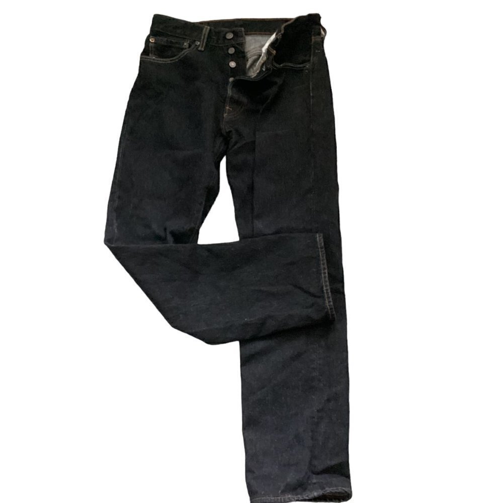 Levi's 501 Jeans 32x34** Button Fly Straight Leg‎ 100% Cotton Black Denim #79M